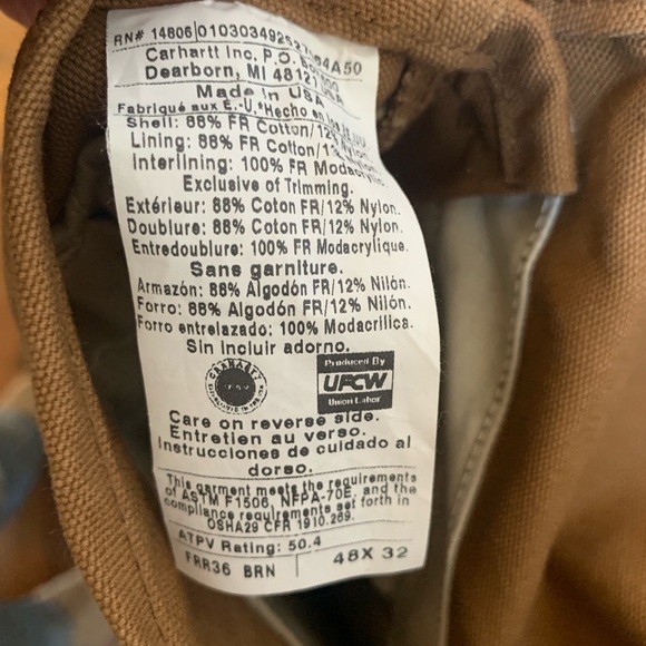 Like new Carhartt FR Bib Overalls 48x32 - Picture 11 of 11
